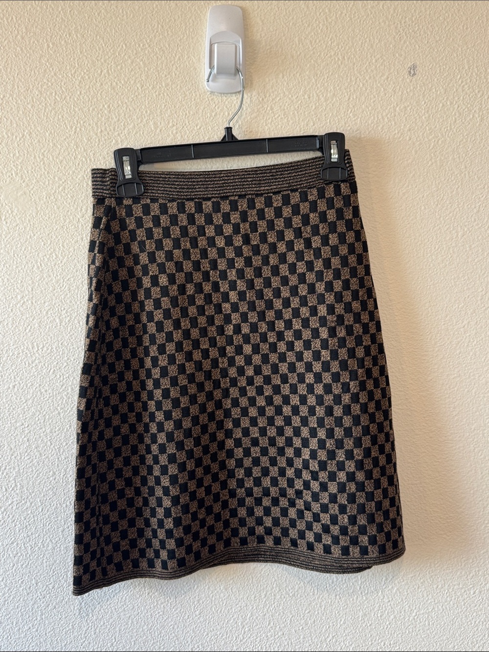Fendi Checkerboard A-Line Skirt in Brown and Black